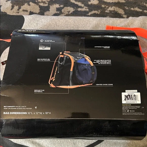 NWT Easton SA400 Black Bagpack with Orange Trim